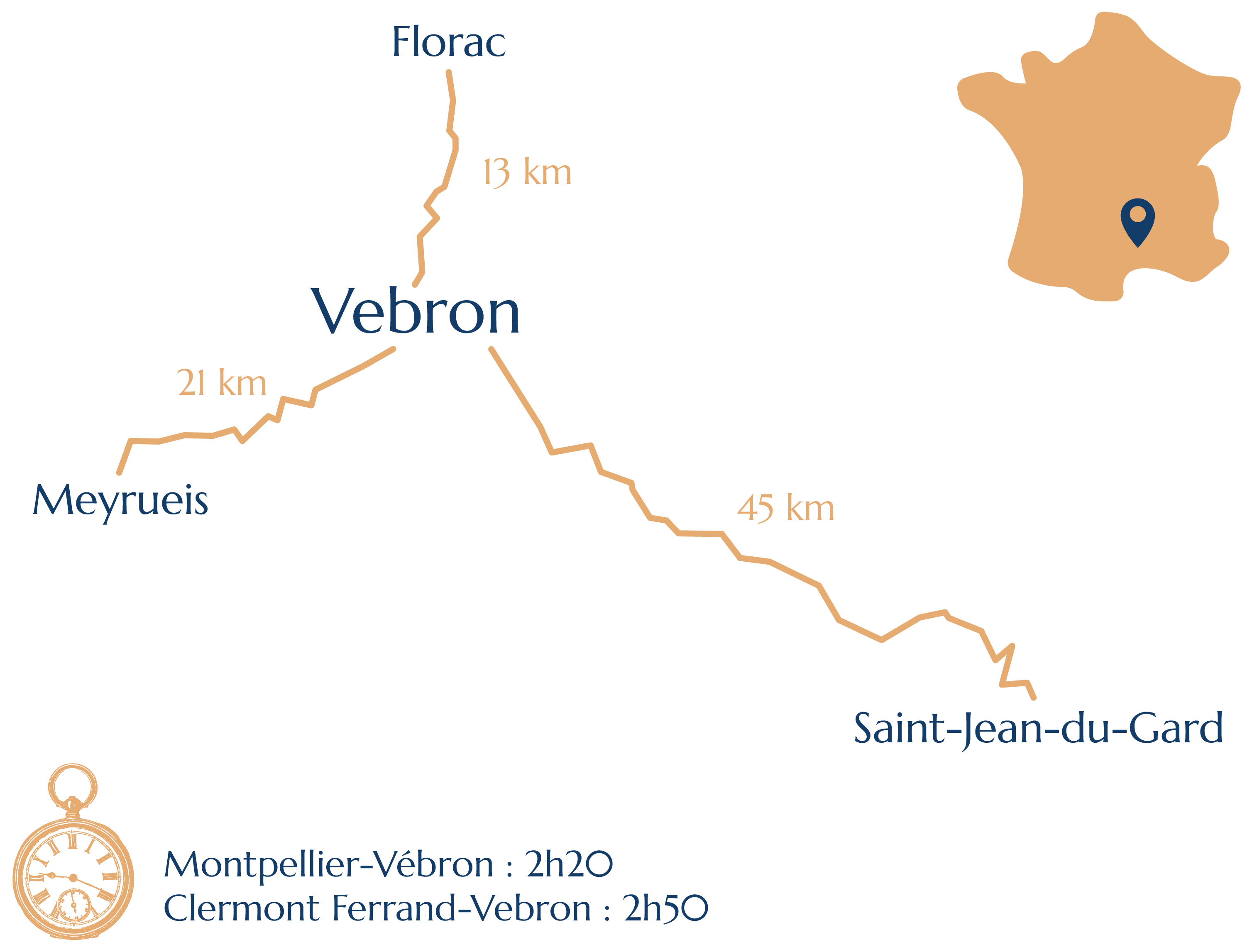 carte de localisation de la Maison Emile Teissier (chambres d'hôtes), Vebron se situe entre Florac-trois-Rivière, Meyrueis et Saint-Jean-du-Gard